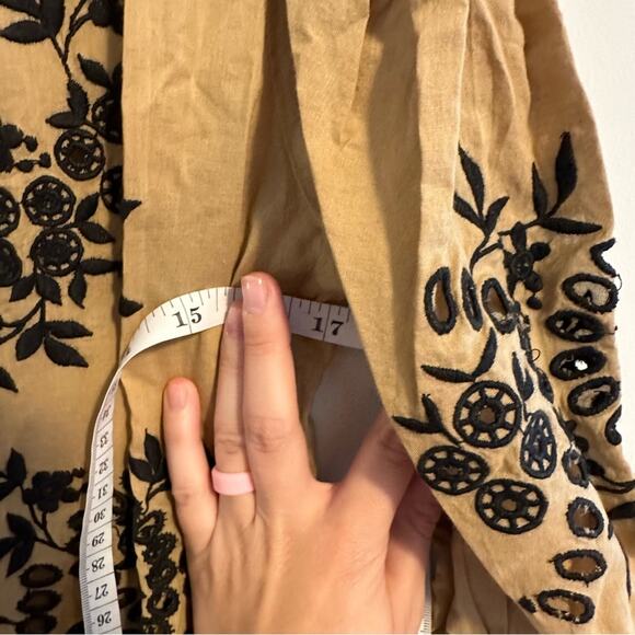 NWT Anthropologie Ottod’Ame Tan Black Cotton Embroidered Maxi Dress Small - Picture 5 of 16